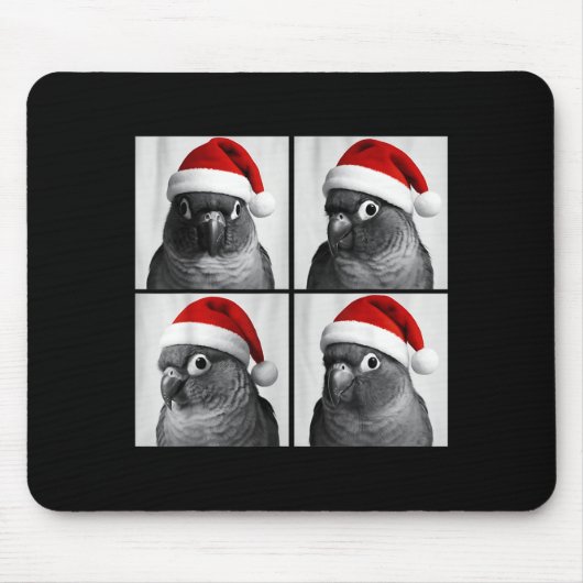 Funny Christmas Green Cheek Conure Santa Photo Boo Muismat (Voorkant)
