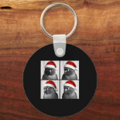 Funny Christmas Green Cheek Conure Santa Photo Boo Sleutelhanger (Voorkant)