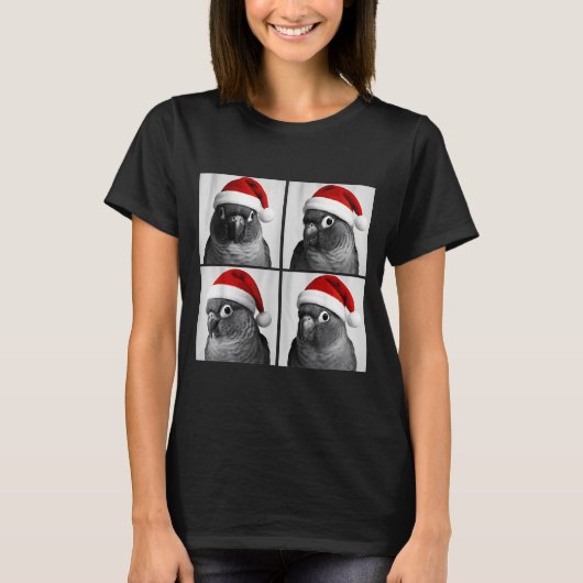 Funny Christmas Green Cheek Conure Santa Photo Boo T-shirt (Voorkant)