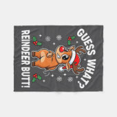 Funny Christmas Guess What Reindeer Butt Santa Hat Fleece Deken (Voorkant (Horizontaal))
