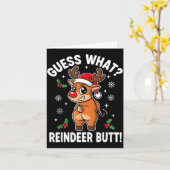 Funny Christmas Guess What Reindeer Butt Santa Hat Kaart (Gele Bloem)