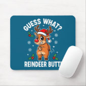 Funny Christmas Guess What Reindeer Butt Santa Hat Muismat (Met muis)