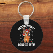 Funny Christmas Guess What Reindeer Butt Santa Hat Sleutelhanger (Voorkant)