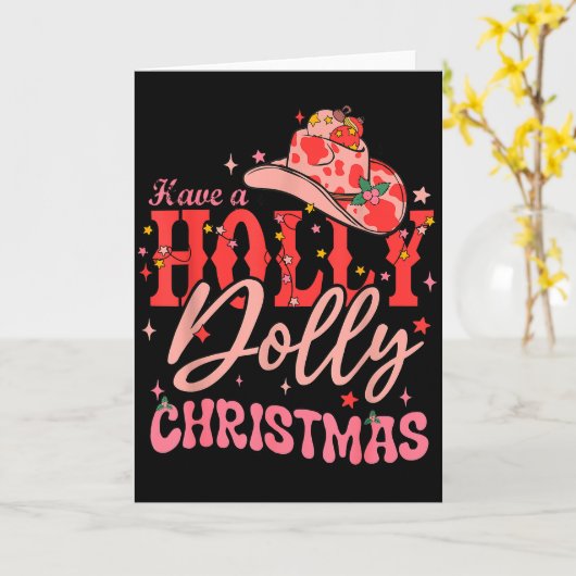 Funny Christmas Have A Holly Christmas Jolly Cowgi Kaart (Gele Bloem)