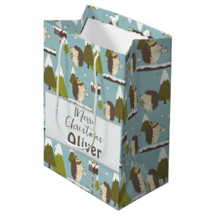 Funny Christmas Hedgehogs Kinder naam Medium Cadeauzakje