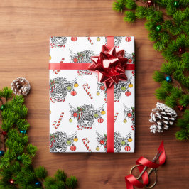 Funny Christmas Highland Koe Cadeaupapier