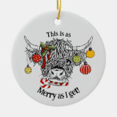 Funny Christmas Highland Koe Keramisch Ornament (Voorkant)