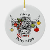 Funny Christmas Highland Koe Keramisch Ornament (Achterkant)