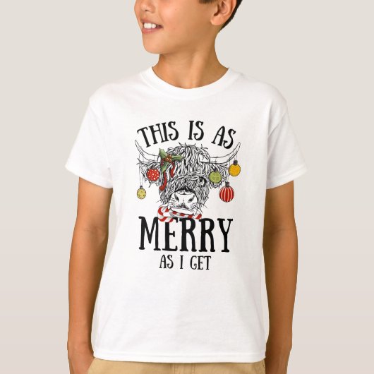 Funny Christmas Highland Koe T-shirt (Voorkant)
