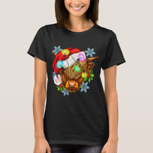Funny Christmas Highland Koe, Western Christmas Li T-shirt