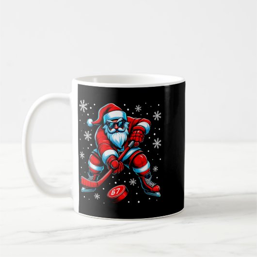 Funny Christmas Hockey Cool Santa Claus 6 7 Meme T Koffiemok (Links)