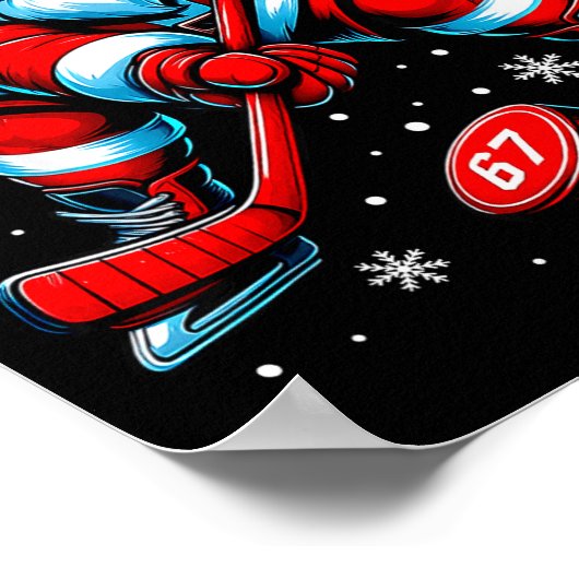 Funny Christmas Hockey Cool Santa Claus 6 7 Meme T Poster (Hoek)
