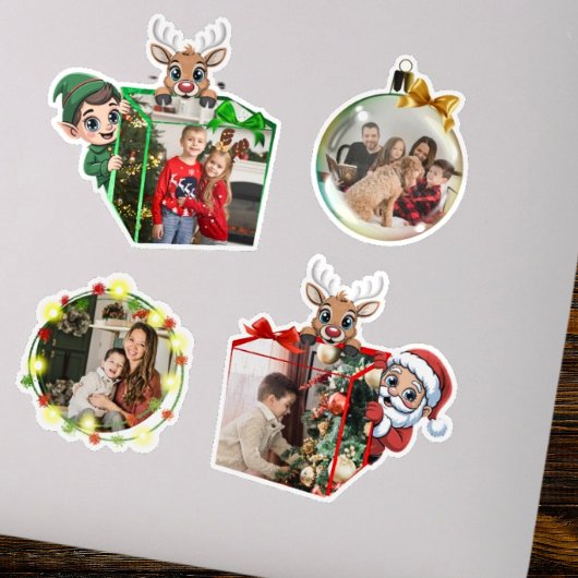 Funny Christmas Holiday Family Photo 3D Stickers