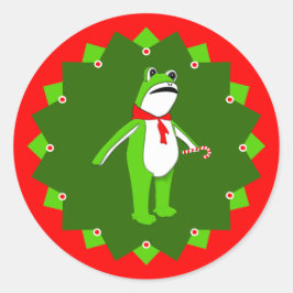Funny Christmas Holiday Protest Frog Ronde Sticker
