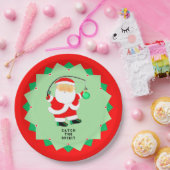 Funny Christmas Holiday Santa Fishing Papieren Bordje (Feest)