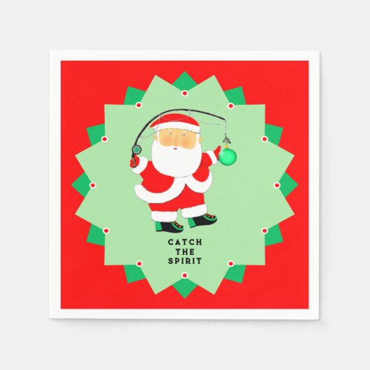 Funny Christmas Holiday Santa Fishing Servet (Voorkant)