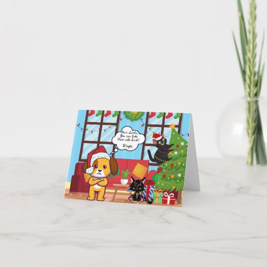 Funny Christmas Humor Bah Hum Dog Feestdagen Kaart (Voorkant)