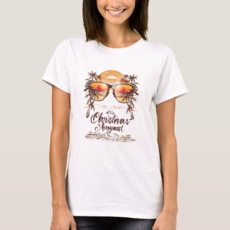 Funny Christmas in augustus  retro zonsondergang T-shirt