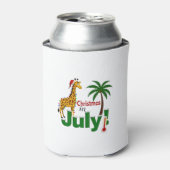 Funny Christmas in July Shirt Santa Giraffe Palm T Blikjeskoeler (Blikje Voorkant)