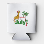 Funny Christmas in July Shirt Santa Giraffe Palm T Blikjeskoeler (Voorkant)