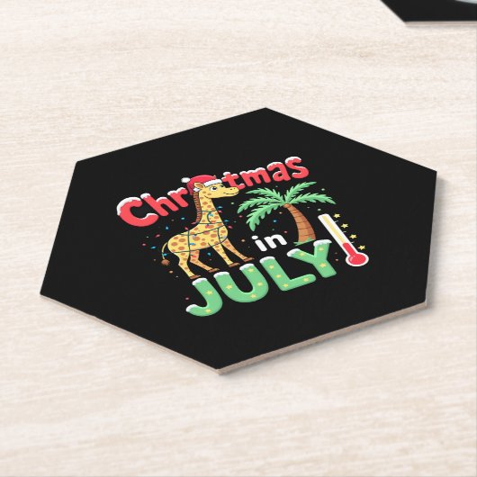 Funny Christmas in July Shirt Santa Giraffe Palm T Kartonnen Onderzetters (Schuin)
