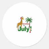 Funny Christmas in July Shirt Santa Giraffe Palm T Ronde Sticker (Voorkant)