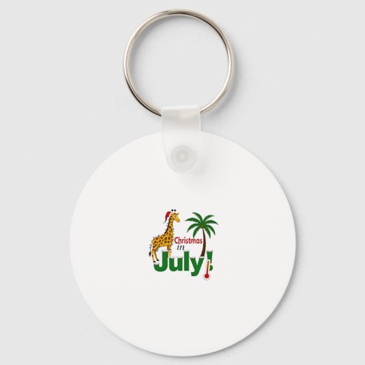Funny Christmas in July Shirt Santa Giraffe Palm T Sleutelhanger (Voorkant)