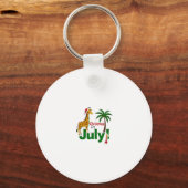 Funny Christmas in July Shirt Santa Giraffe Palm T Sleutelhanger (Voorkant)