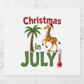 Funny Christmas in July Shirt Santa Giraffe Palm T Sparkling Wijnetiket (Enkel label)