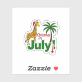 Funny Christmas in July Shirt Santa Giraffe Palm T Sticker (Vel)