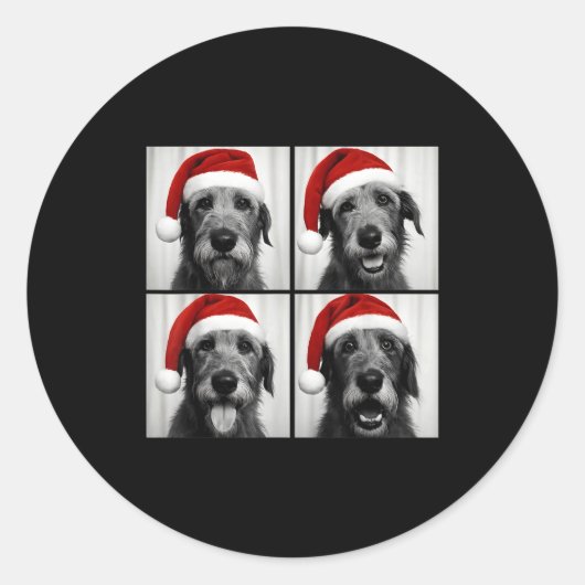 Funny Christmas Irish Wolfhound Santa Dog Lover Ph Ronde Sticker (Voorkant)