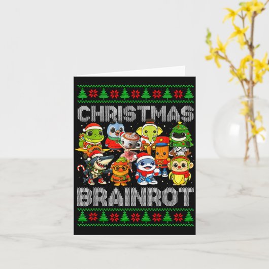 Funny Christmas Italian Brain Rot Italian Brainrot Kaart (Gele Bloem)
