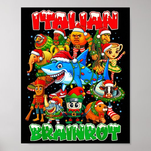 Funny Christmas Italian Brain Rot Italian Brainrot Poster (Voorkant)