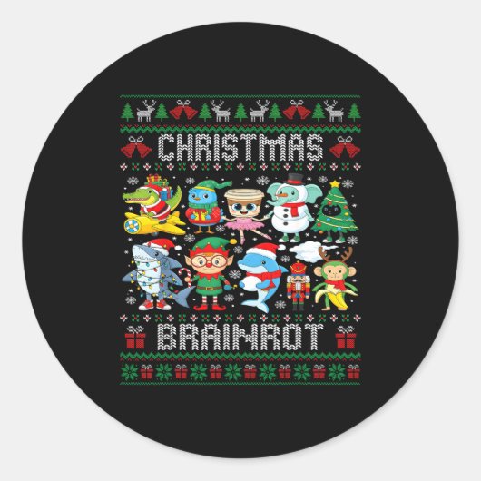 Funny Christmas Italian Brain Rot Italian Brainrot Ronde Sticker (Voorkant)