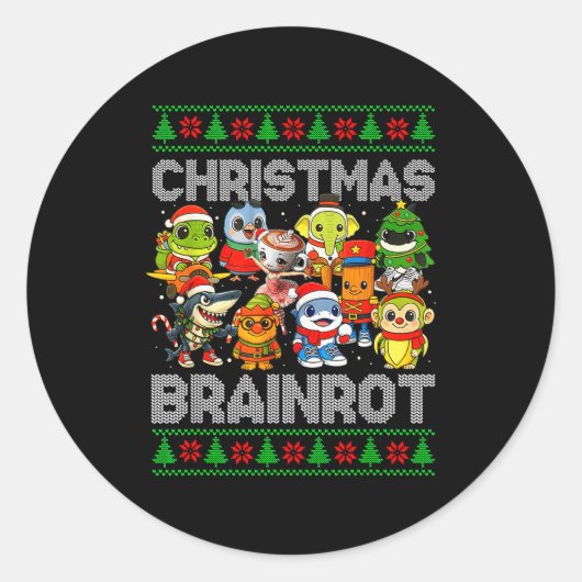 Funny Christmas Italian Brain Rot Italian Brainrot Ronde Sticker (Voorkant)