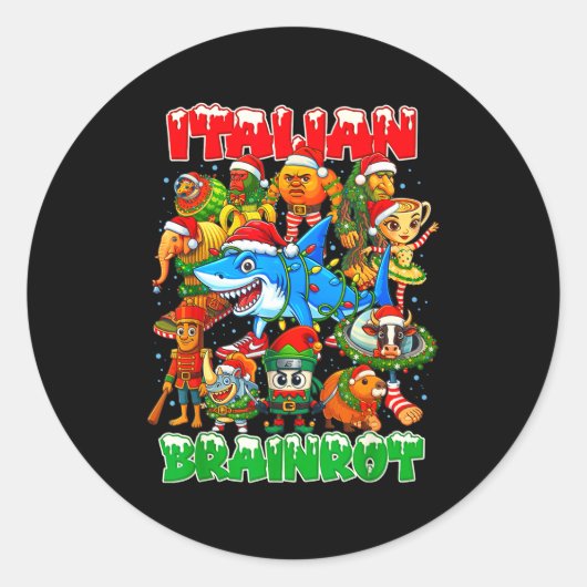 Funny Christmas Italian Brain Rot Italian Brainrot Ronde Sticker (Voorkant)