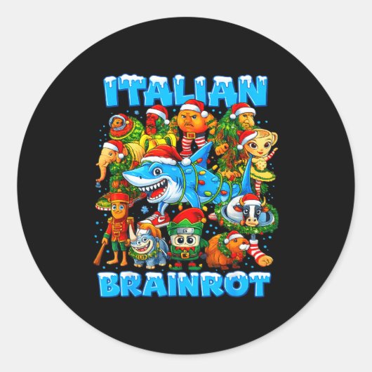 Funny Christmas Italian Brain Rot Italian Brainrot Ronde Sticker (Voorkant)