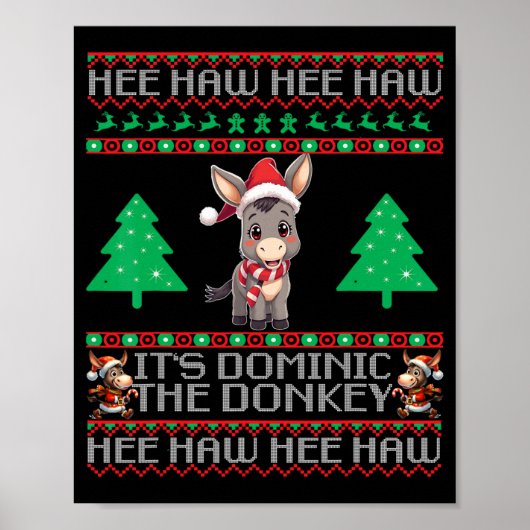 Funny Christmas Italian Christmas Donkey Dominic T Poster (Voorkant)