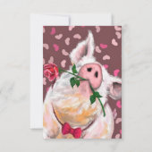 Funny Christmas Kaart Gentleman Pig met Roos (Achterkant)