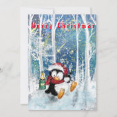 Funny Christmas Kaart Happy Party Penguin (Voorkant)