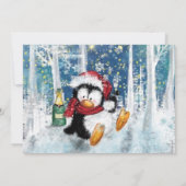 Funny Christmas Kaart Happy Party Penguin (Achterkant)
