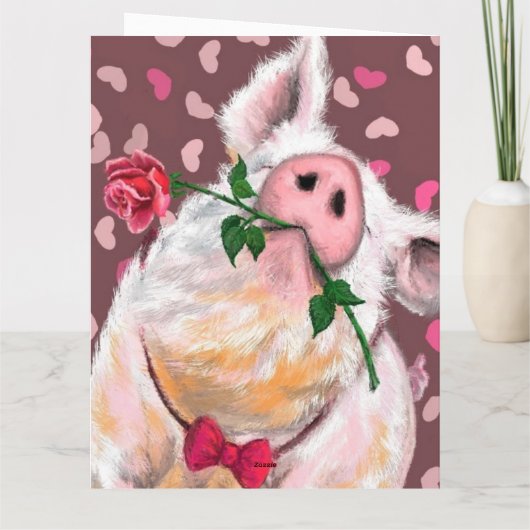 Funny Christmas Kaart met Gentleman Pig (Achterkant)