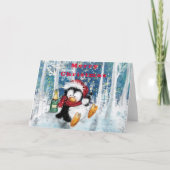 Funny Christmas Kaart met Party Penguin (Voorkant)