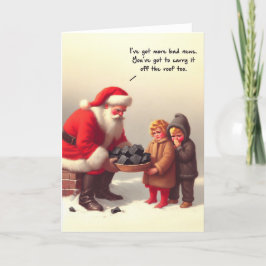 Funny Christmas Kaart - Santa Op Het Dak Met Kolen