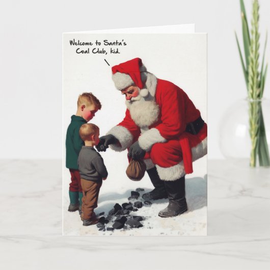 Funny Christmas Kaart - Santa's Coal Club (Voorkant)