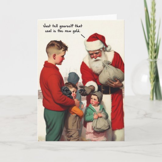 Funny Christmas Kaart - Steenkool van Saint Nick (Voorkant)