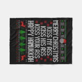 Funny Christmas Kiss My Happy Hanukkah Humor  Fleece Deken (Voorkant (Horizontaal))