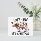 Funny Christmas Koe Heilige Koe Het is Kerstmis Briefkaart (Staand voorkant)
