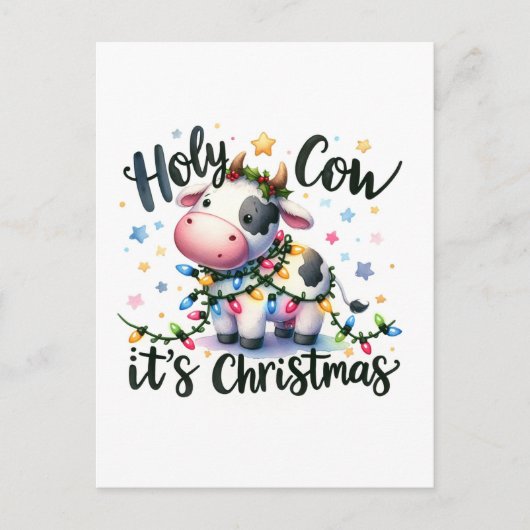 Funny Christmas Koe Heilige Koe Het is Kerstmis Briefkaart (Voorkant)