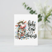 Funny Christmas Koe Heilige Koe Het is Kerstmis Briefkaart (Staand voorkant)